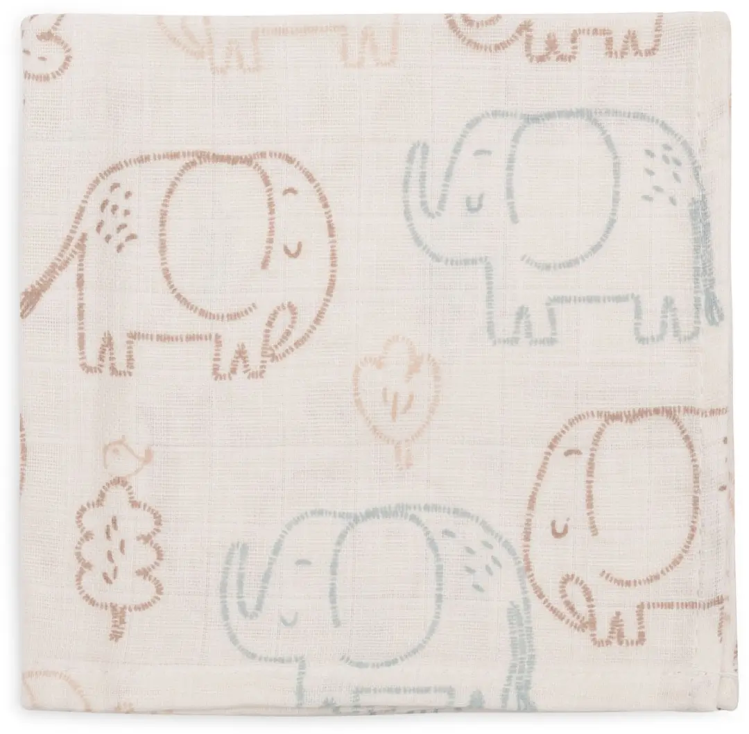 Jollein Hydrofiel Monddoekje Basic Elephant Tales - 3 Stuks