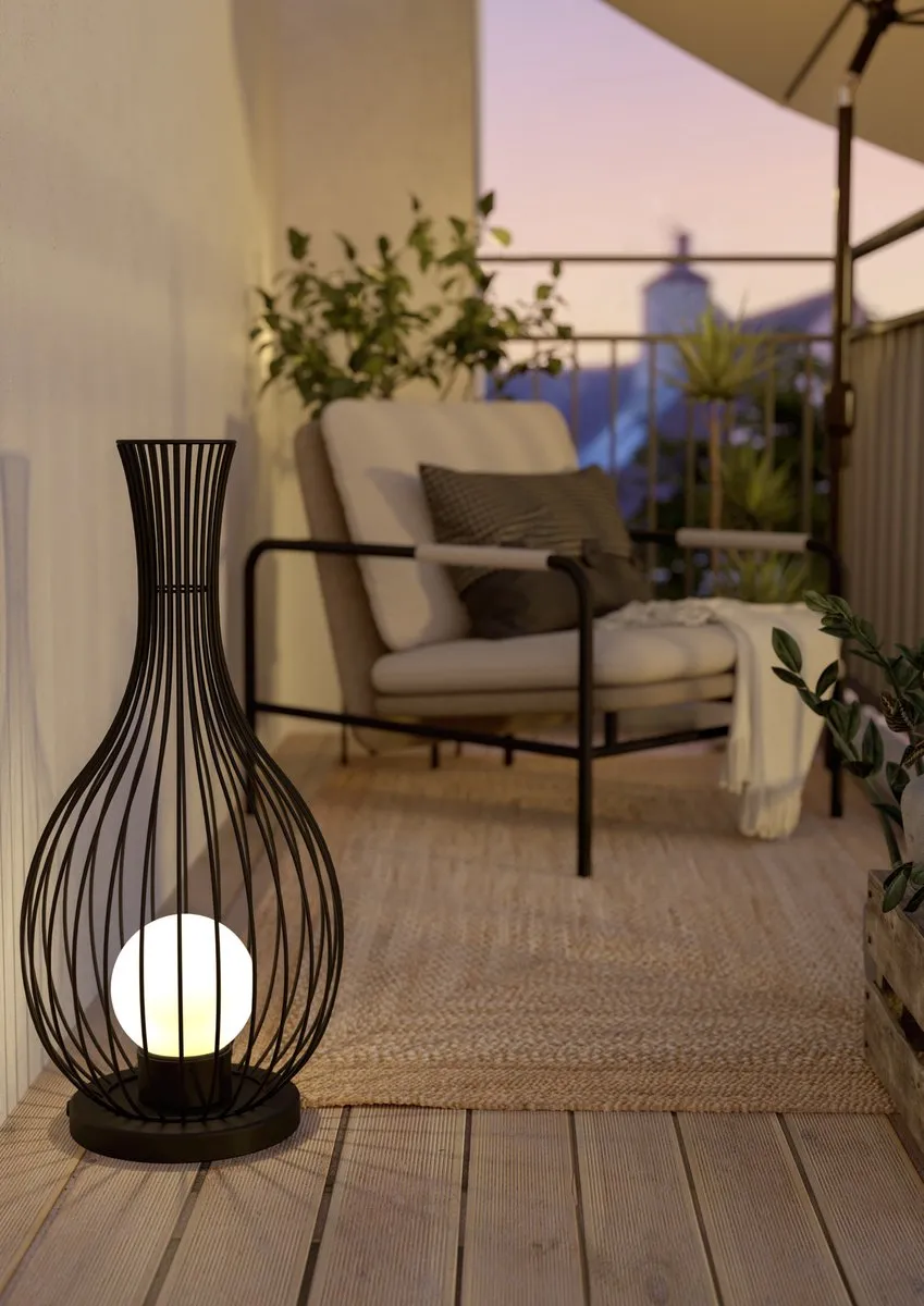 Eglo Fossombrone Staande Buitenlamp E27 - 68,5 cm - Zwart/Wit - afbeelding 6 van 6