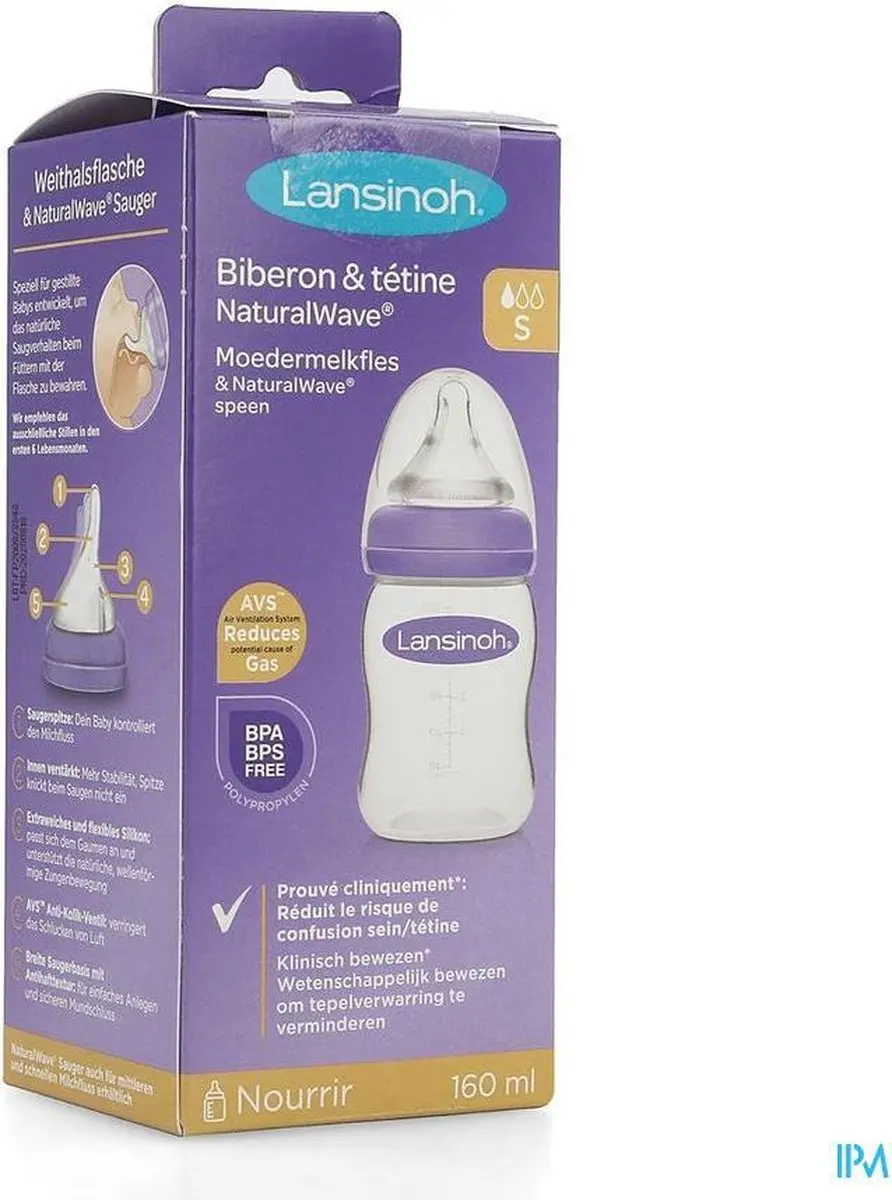 Lansinoh Natural Wave Fles 160ml - Transparant