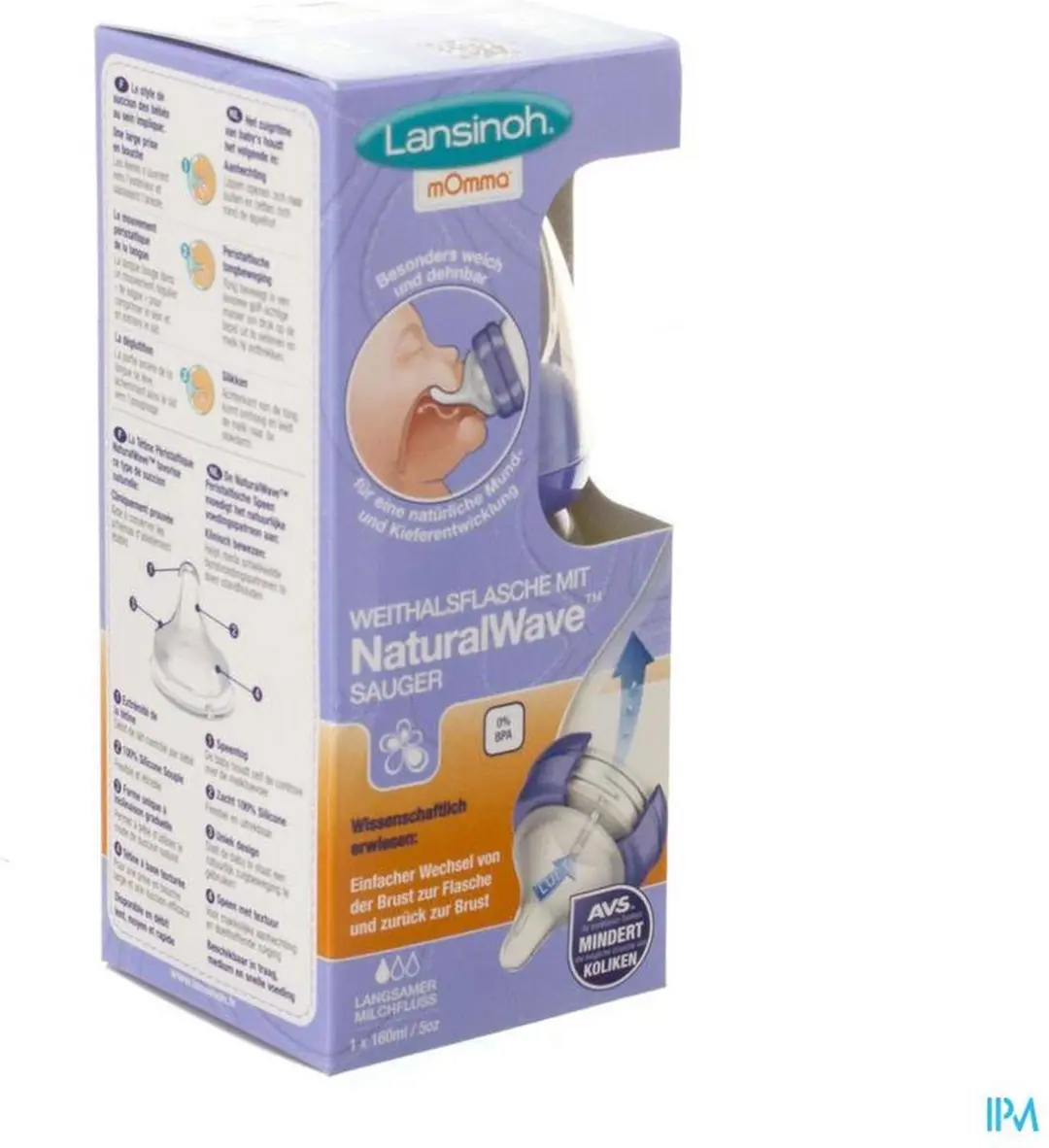 Lansinoh Natural Wave Fles 160ml - Transparant - afbeelding 6 van 6