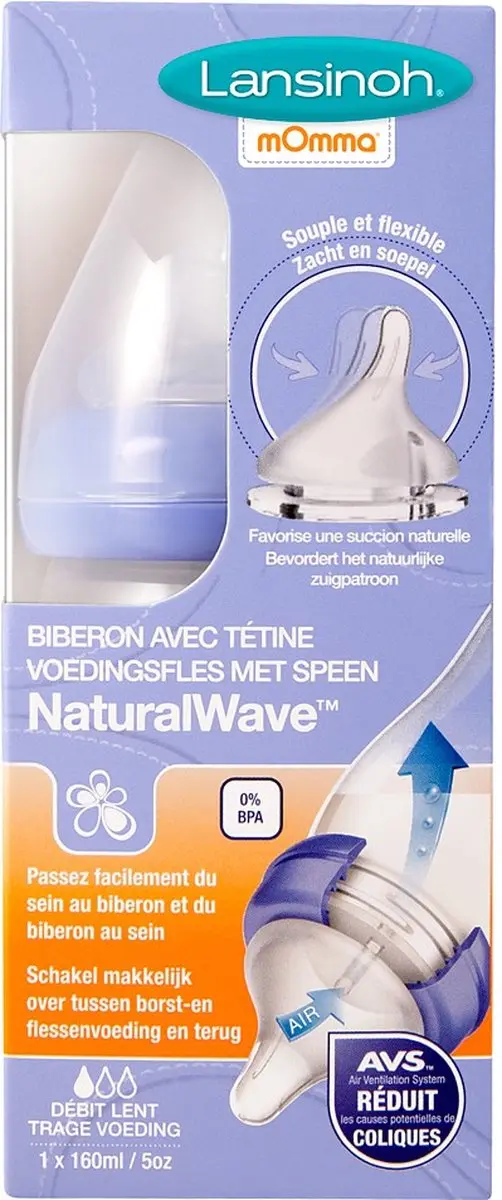 Lansinoh Natural Wave Fles 160ml - Transparant