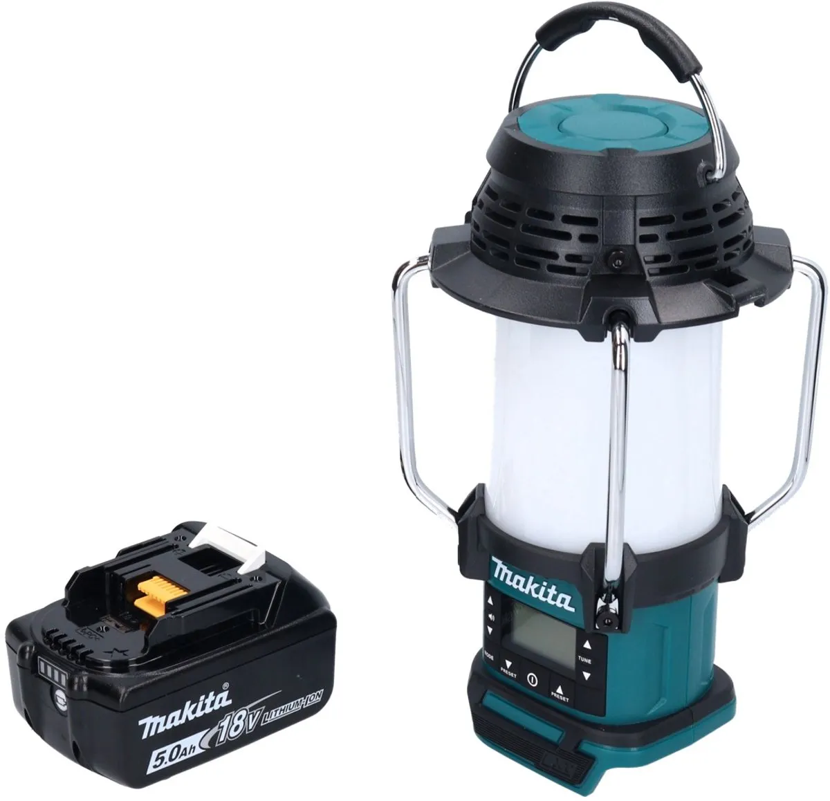 Makita DMR 055 T1 Accu-Radio 18V - 360° Zaklamp - 1x 5,0Ah Accu