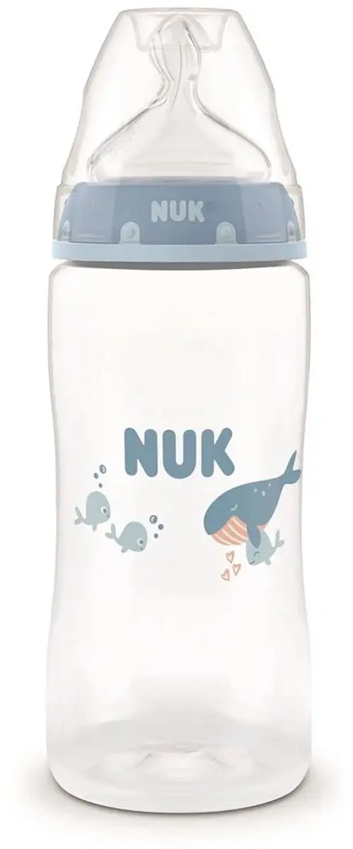 NUK First Choice Babyfles 300ml - Speen M - Wit/Blauw