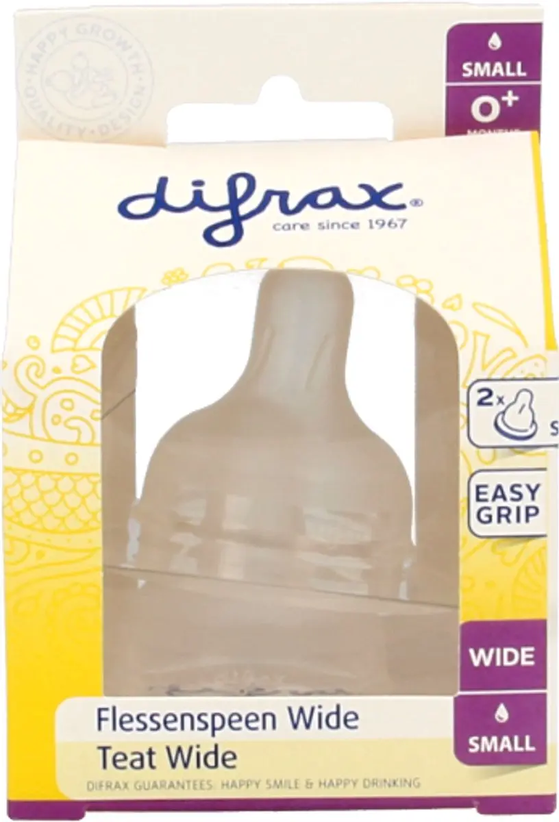 Difrax Wide Flessenspeen Small 0+ - 2 Stuks - afbeelding 6 van 6