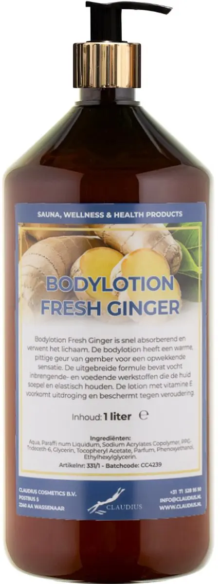 Splashbox Cosmetics Bodylotion Fresh Ginger 1L - Gouden pomp