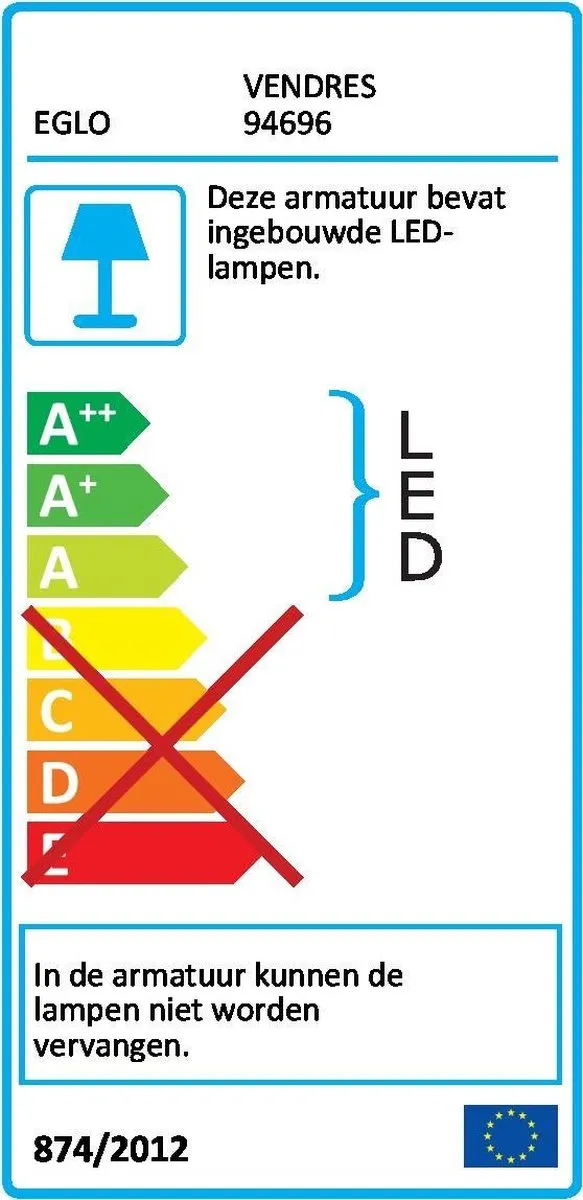 EGLO Vendres - LED-Strip uitbreiding - L 500mm. - Aluminium - Gesatineerd - Sensor