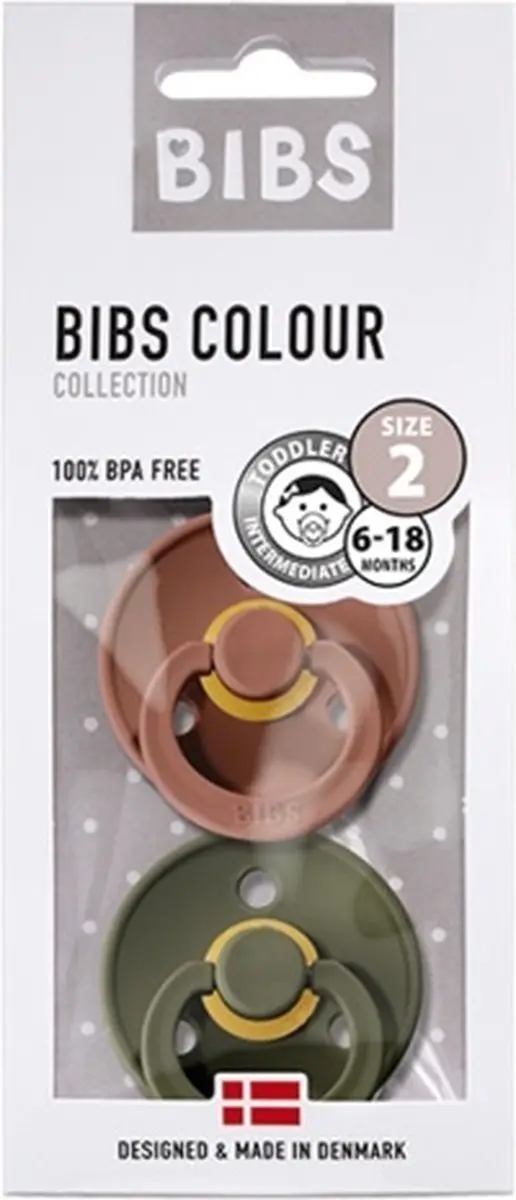 BIBS Colour Pacifier Maat 2 - 2 Stuks - Woodchuck/Hunter Green