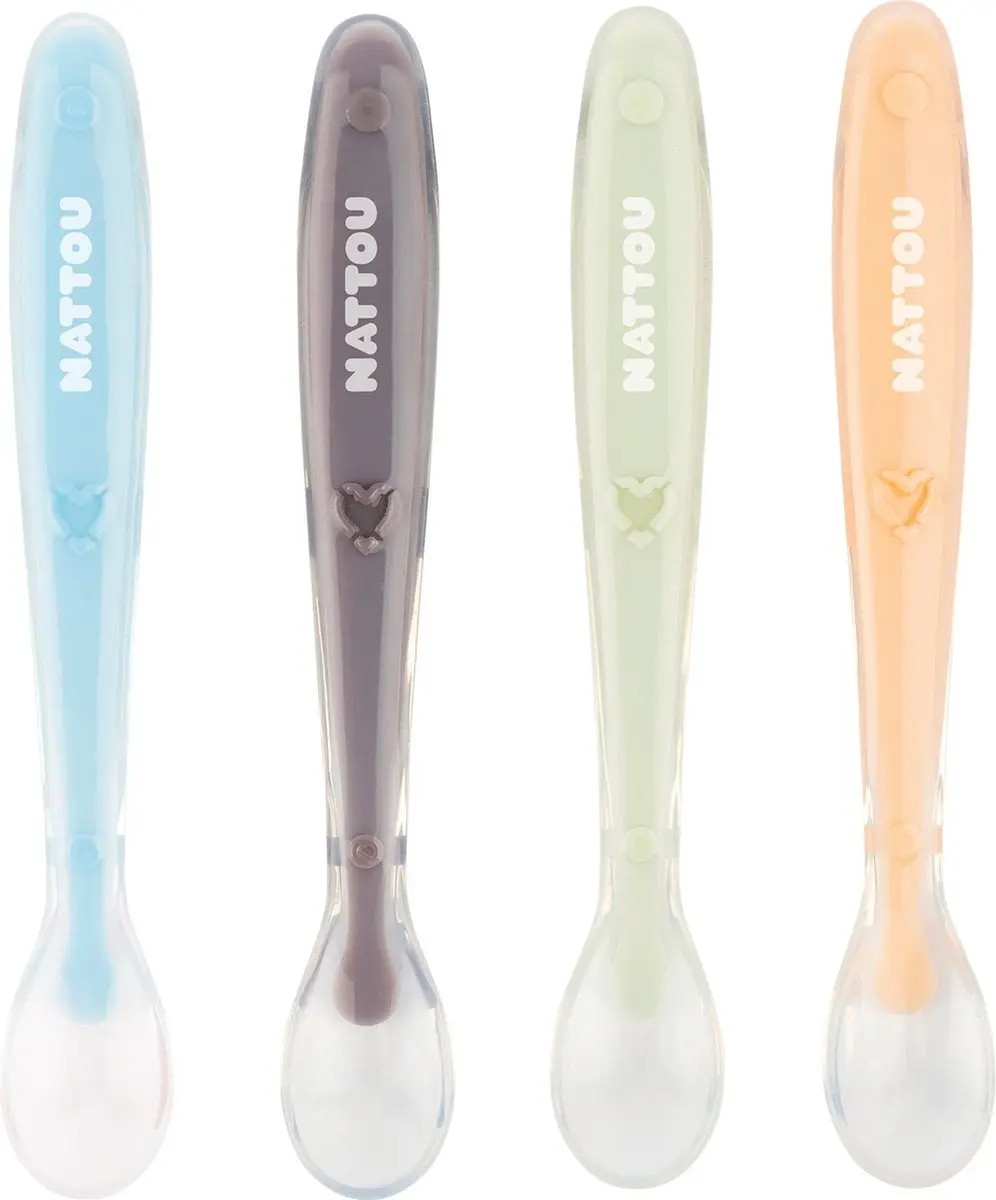 Nattou Siliconen Lepels 4-delig - 16cm - BPA-vrij