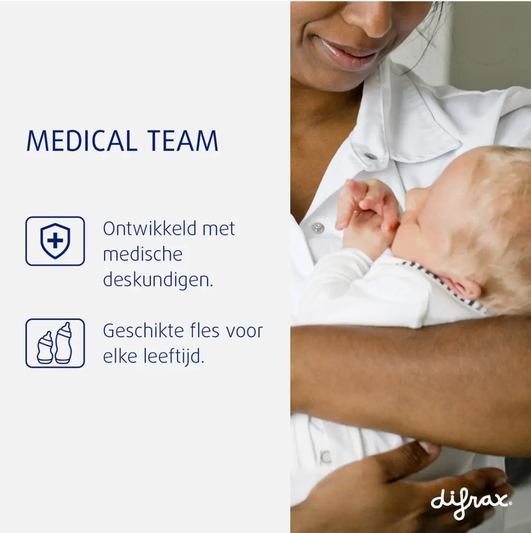 Difrax Wide Glazen S-babyfles 200ml - Wit