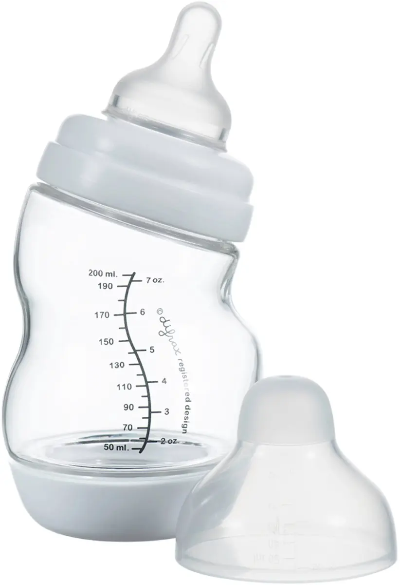 Difrax Wide Glazen S-babyfles 200ml - Wit