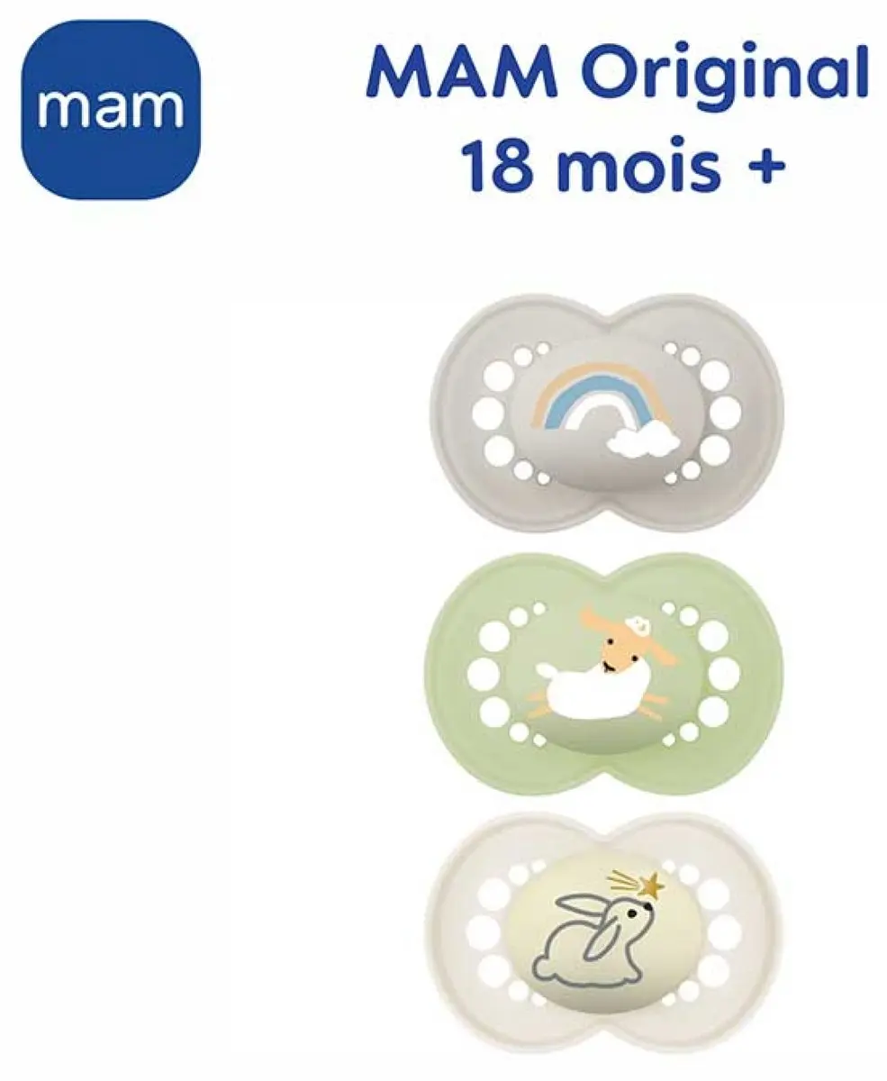 MAM Oorspronkelijke Dummy 18+ Maanden - 3 Stuks (2+1) - Geel/Beige/Turquoise
