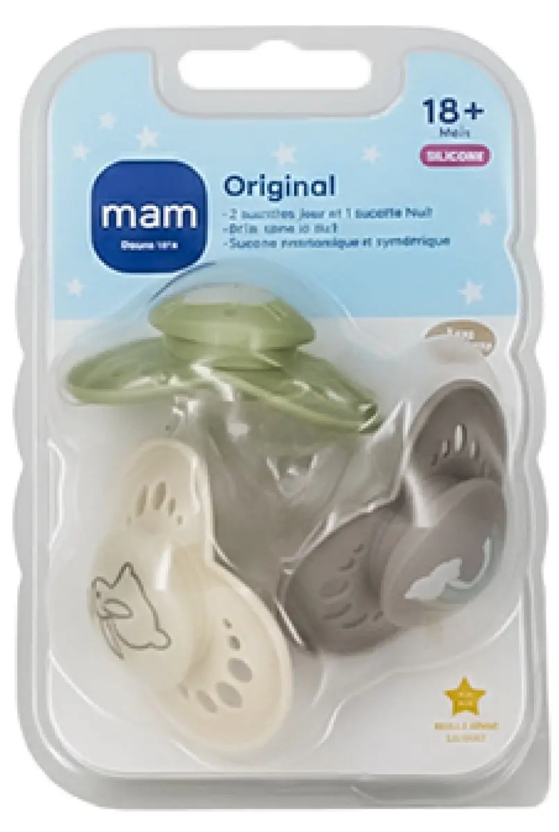 MAM Oorspronkelijke Dummy 18+ Maanden - 3 Stuks (2+1) - Geel/Beige/Turquoise