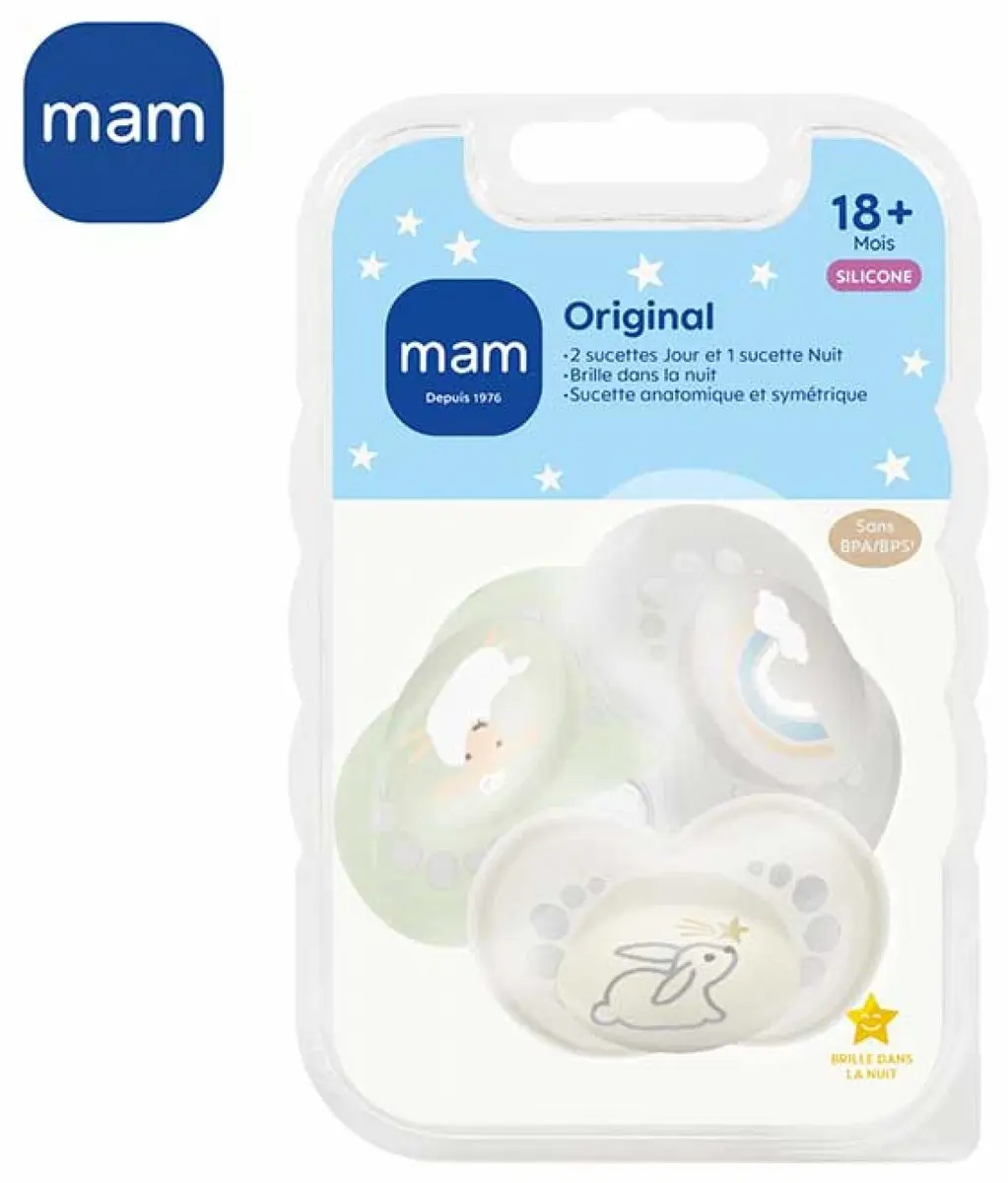 MAM Oorspronkelijke Dummy 18+ Maanden - 3 Stuks (2+1) - Geel/Beige/Turquoise