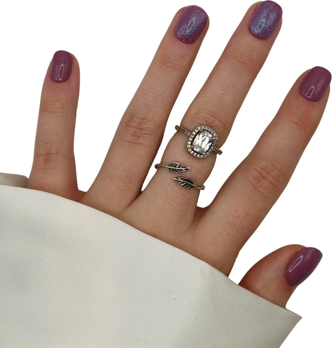 SD Press on Nails B1 Plaknagels Mauve/Glitter - 20 Stuks