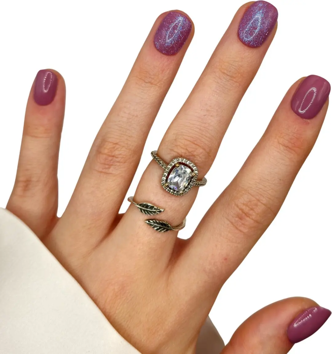 SD Press on Nails B1 Plaknagels Mauve/Glitter - 20 Stuks