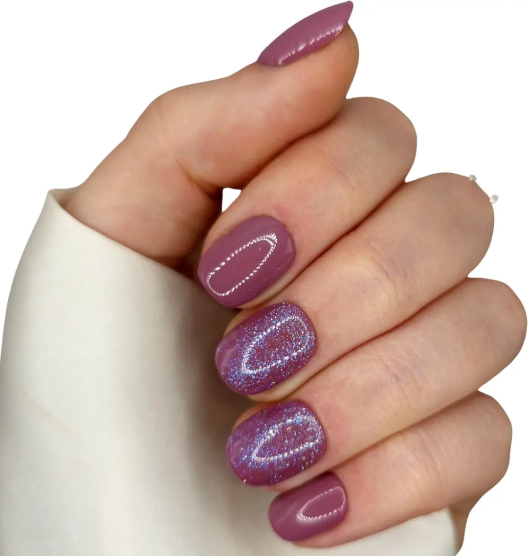SD Press on Nails B1 Plaknagels Mauve/Glitter