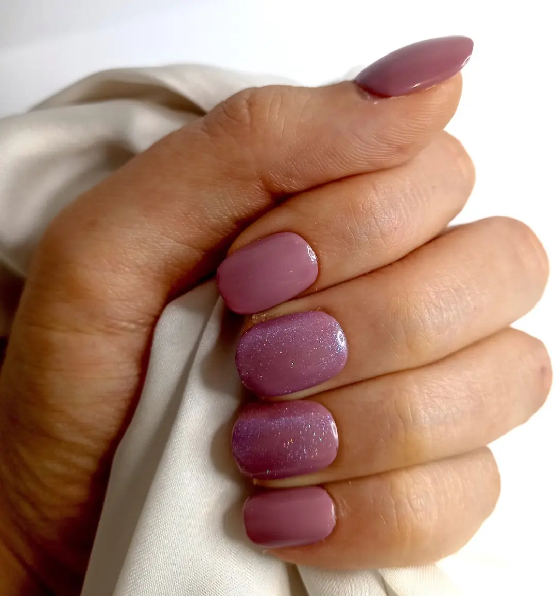 SD Press on Nails B1 Plaknagels Mauve/Glitter - 20 Stuks