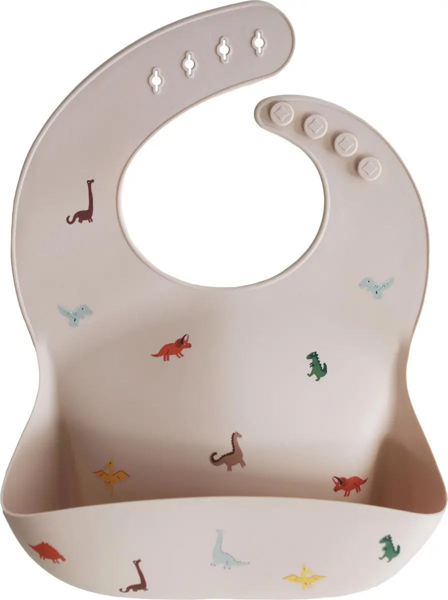 Mushie Siliconen Baby Slabbetje Dino