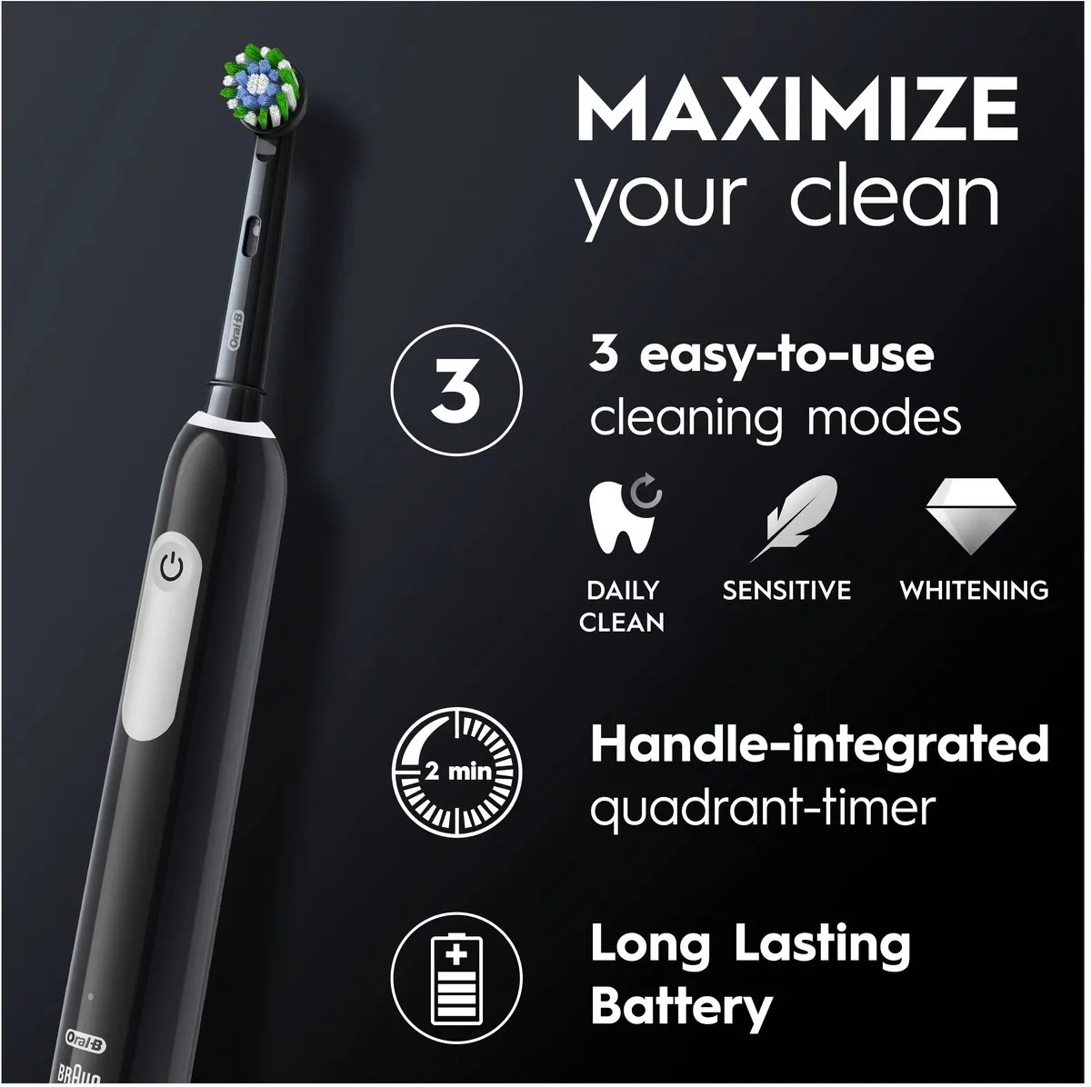 Oral-B Pro 1 Cross Action Elektrische Tandenborstel - Zwart