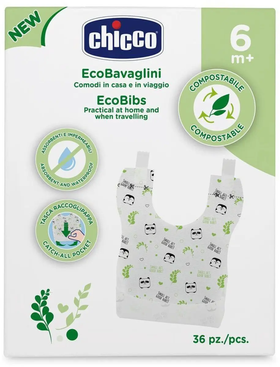 Chicco Slab 1-Time Compostable - 36 Stuks - Zwart