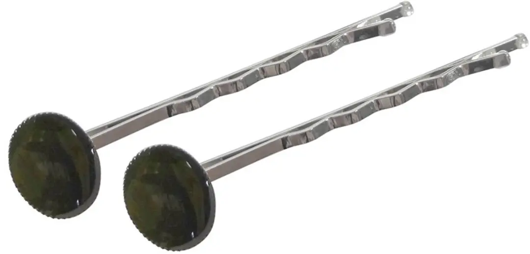 Haarsoires Haarspeld Schuifspeldjes 6cm - Ovale Steen - Zwart - 2 Stuks