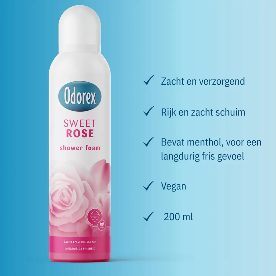 Odorex Showerfoam Sweet Rose - 6x200ml