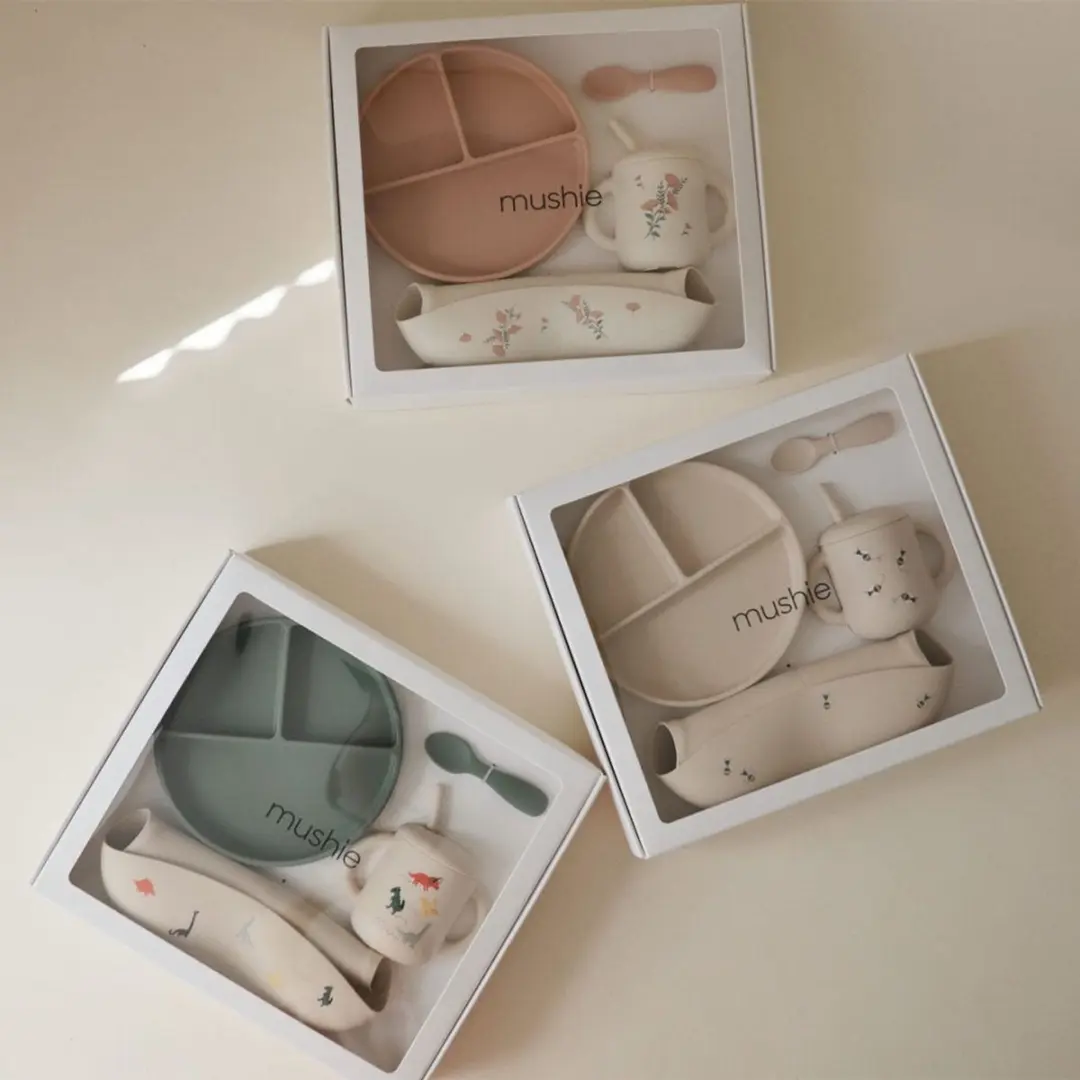 Mushie Voedingsset Peuters - 4-delig - Beige/Rozig