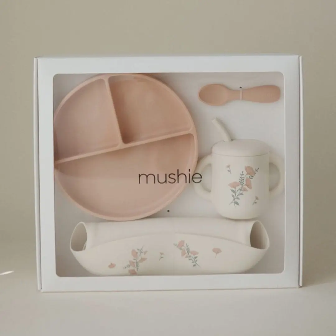 Mushie Voedingsset Peuters - 4-delig - Beige/Rozig