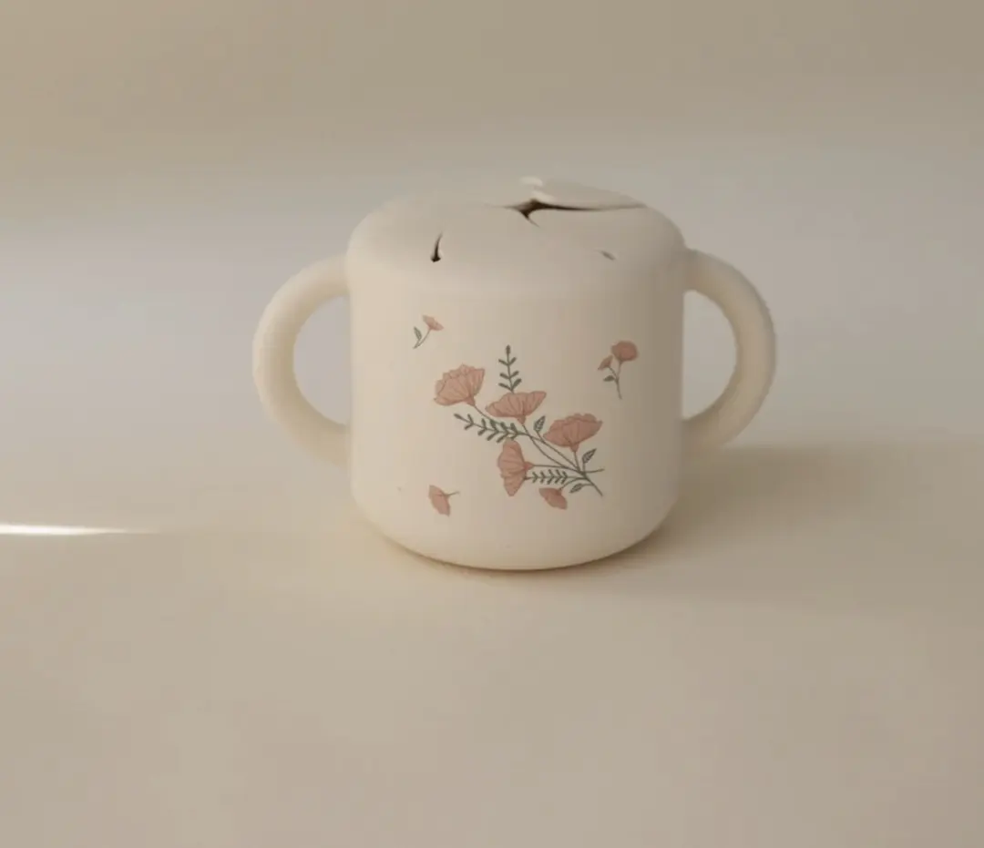 Mushie Snack Cup Roze Bloemen