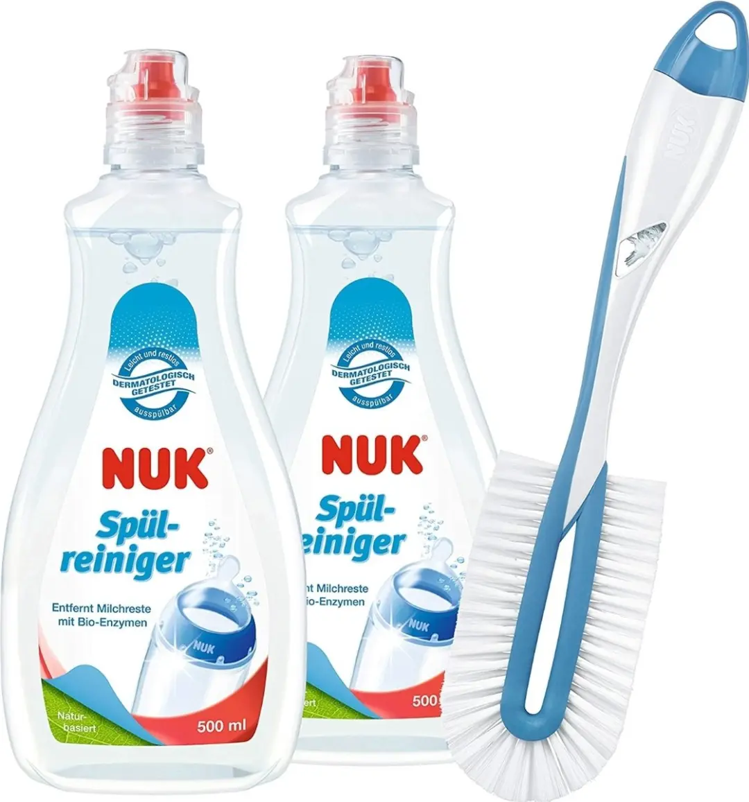 NUK Parfumvrij Afwasmiddel 500ml & Flessenborstel