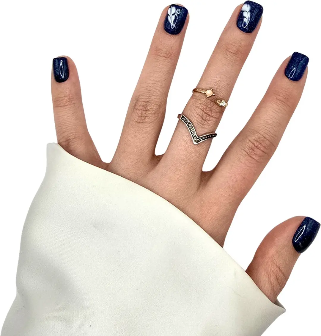 SD Press on Nails B-270 Plaknagels - 20 Stuks - Blauw Glitter