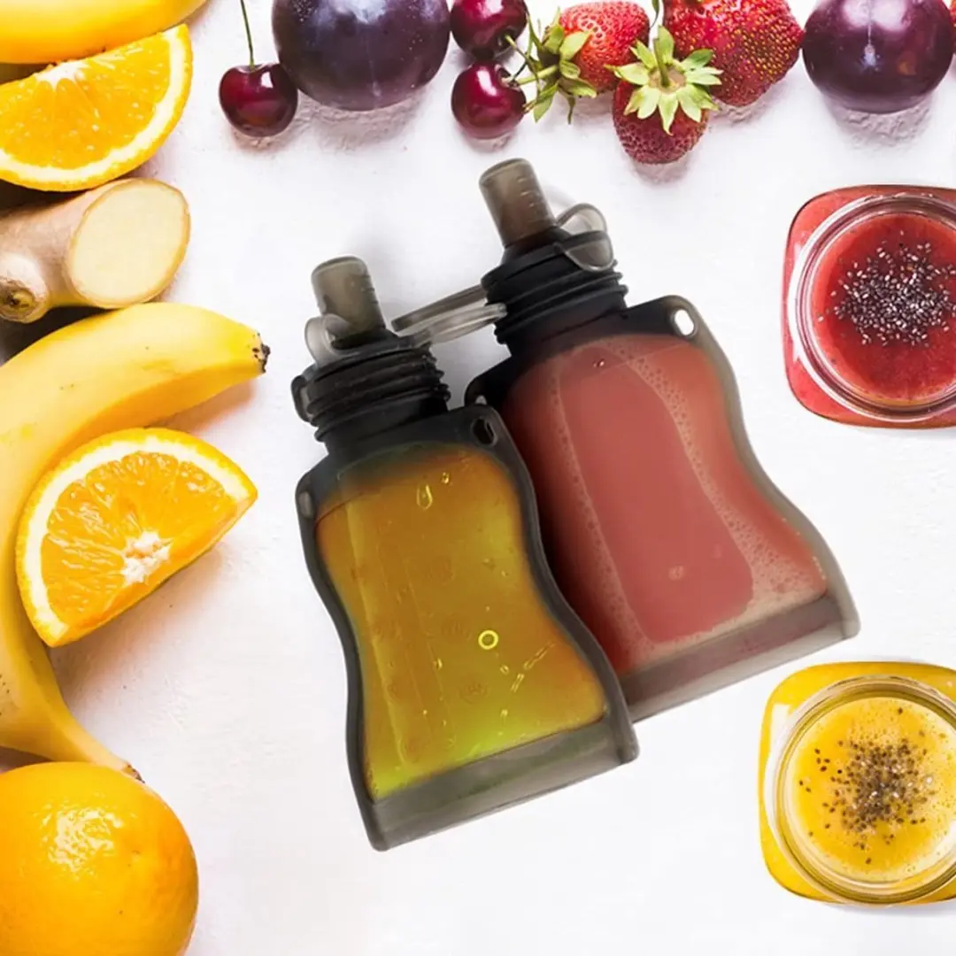 Haakaa Yummy Pouch Siliconen Herbruikbaar Zakje 130ml - Beige Transparant