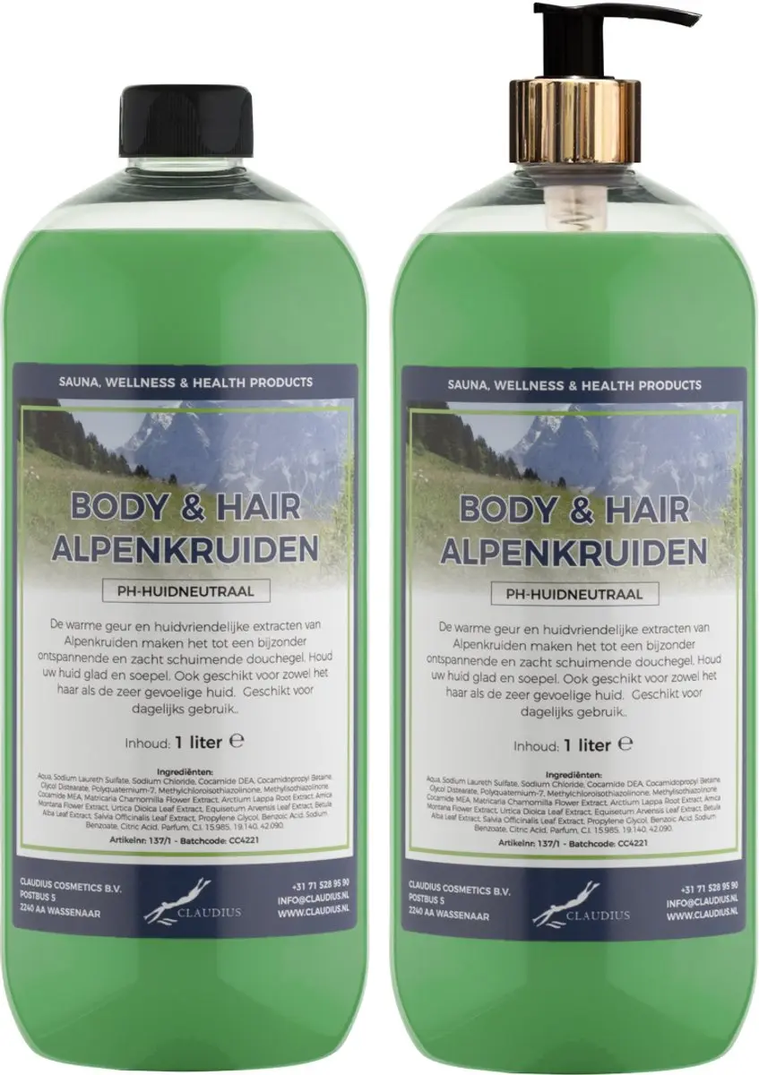 Splashbox Cosmetics Alpenkruiden Body & Hair 2L - 2 Stuks