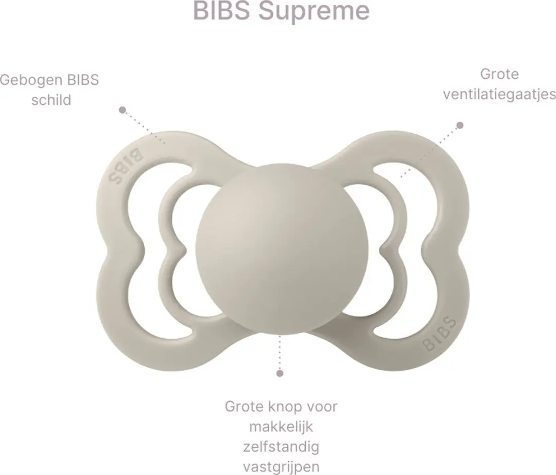 BIBS Supreme Fopspenen Maat 1 0-6m - 4 Stuks - Vanilla/Sand/Dark Oak