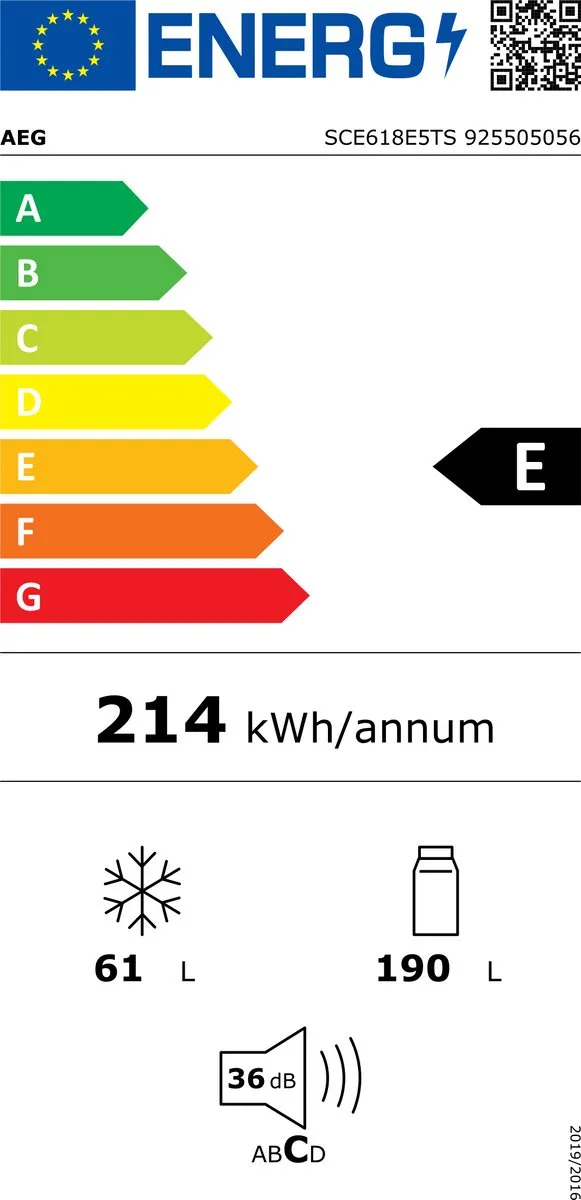 AEG SCE618E5TS Inbouwkoelkast 251L - 4 Plateaus - 2 Groentelades