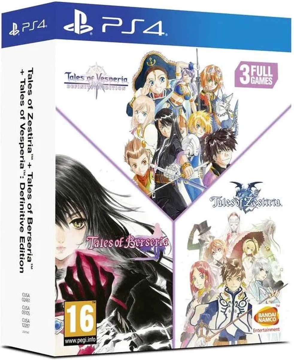 Bandai Namco Tales of Zestiria Berseria Vesperia - 3 Games