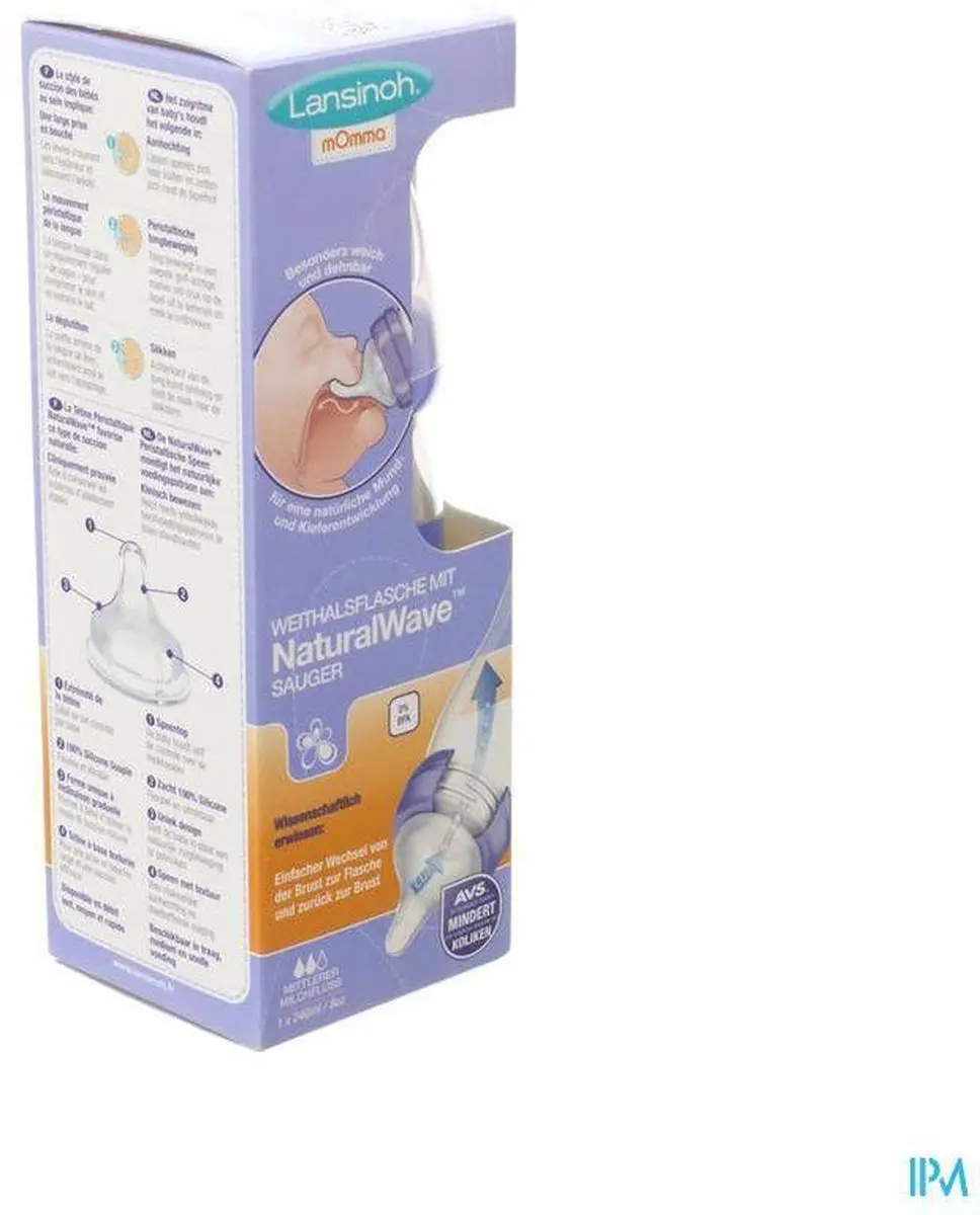 Lansinoh Natural Wave Fles 75880 - 240ml - afbeelding 6 van 6