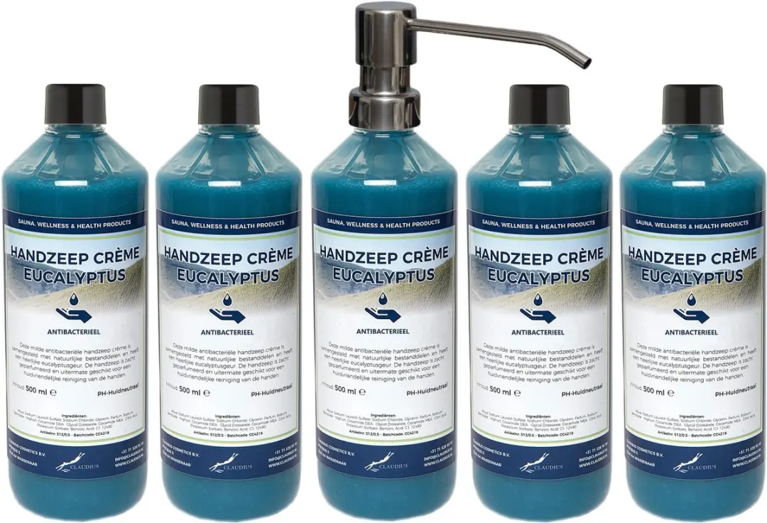 Splashbox Cosmetics Handzeep Crème Eucalyptus 500ml - 5 Stuks