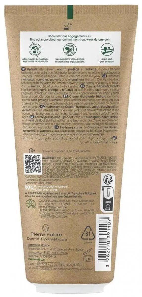 Klorane Bébé Crème Hydratante 200ml