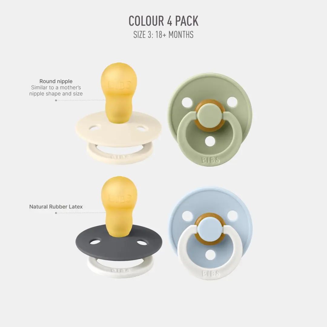 BIBS Colour Speen 18+ Maanden - 4 Stuks Iron Glow Mix