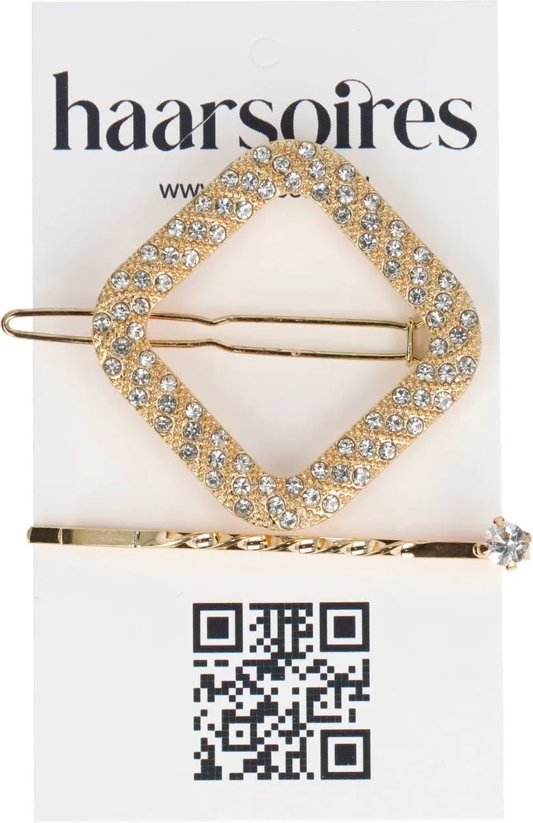 Haarsoires Haarspeld 4,5cm Glitter Steentjes Goud - Set van 2