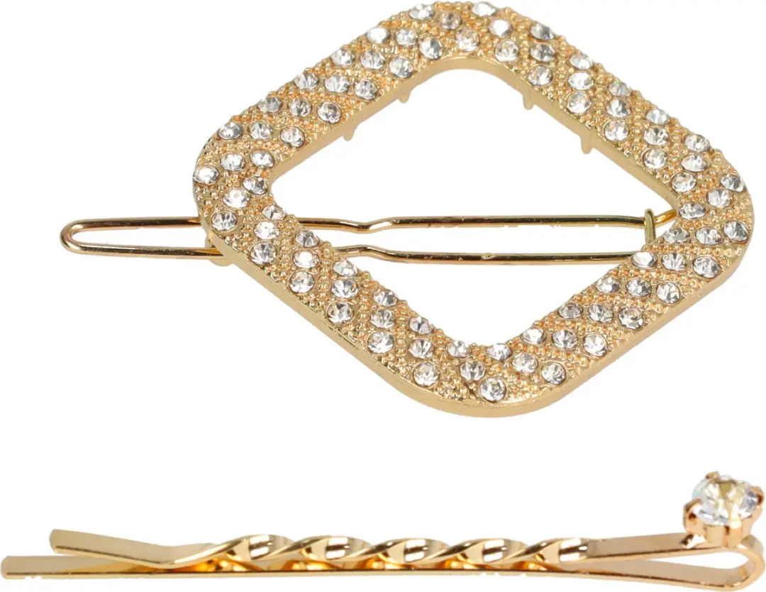 Haarsoires Haarspeld 4,5cm Glitter Steentjes Goud - Set van 2