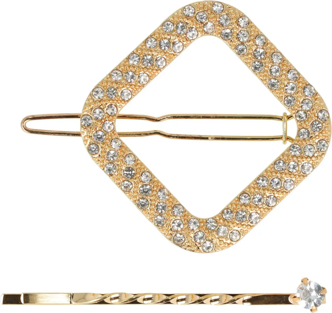 Haarsoires Haarspeld 4,5cm Glitter Steentjes Goud