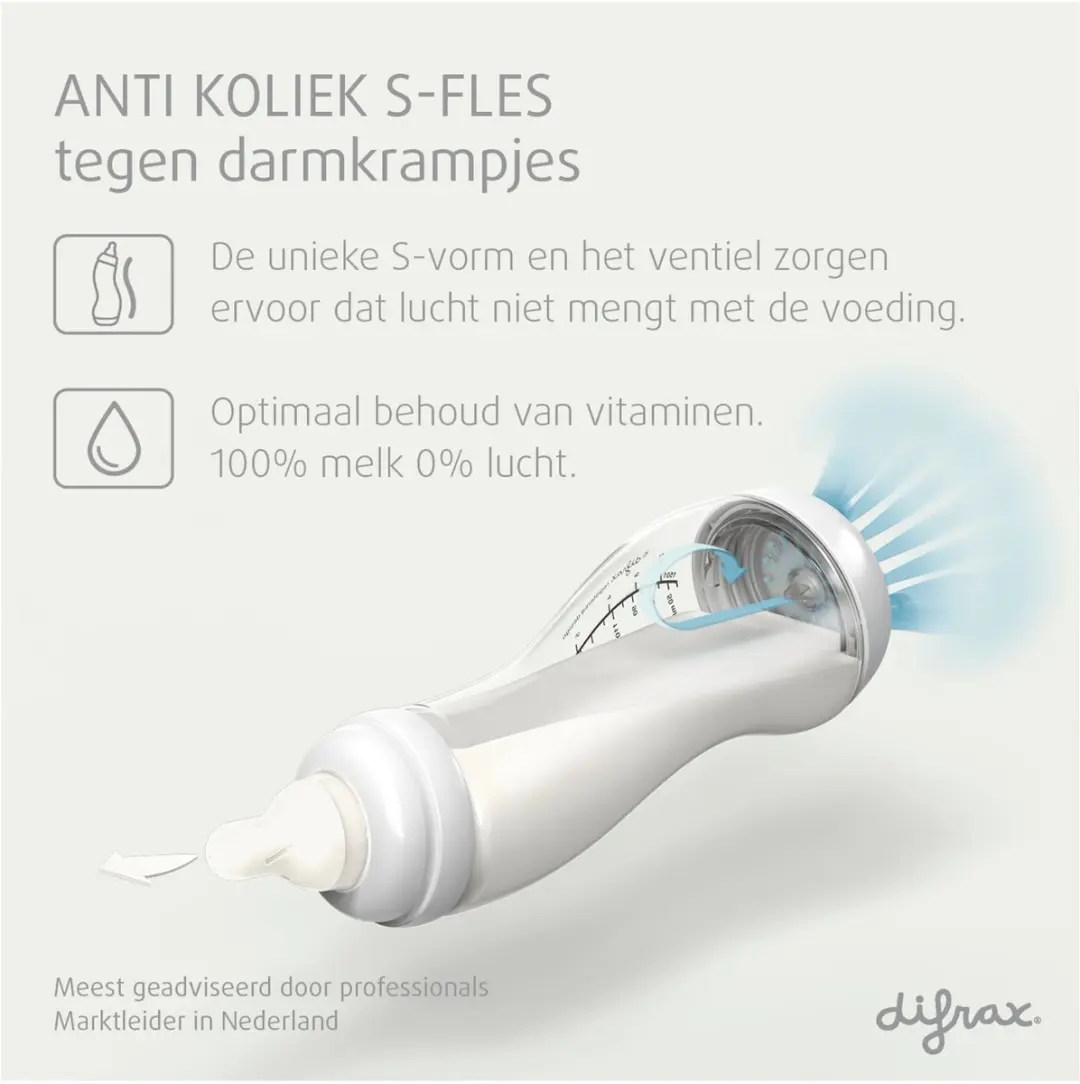Difrax Natural S-Babyfles 250ml - Anti Colic - Koffiebruin