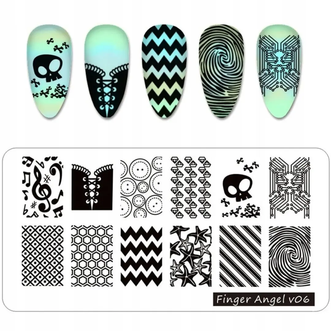 Born Pretty Finger Angel Nagelstempelplaat V06 - Muzikale & Fantasiepatronen