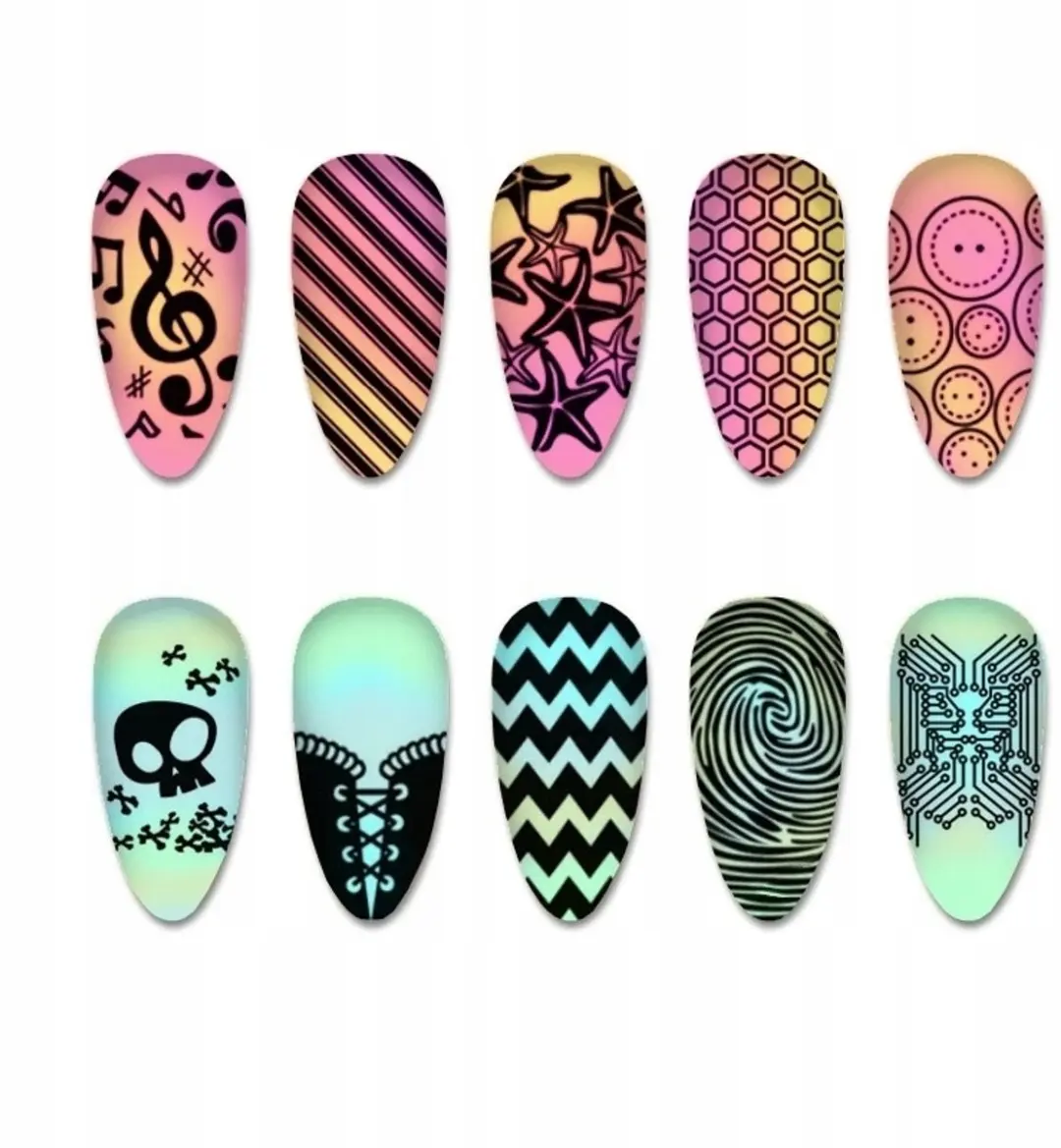 Born Pretty Finger Angel Nagelstempelplaat V06 - Muzikale & Fantasiepatronen
