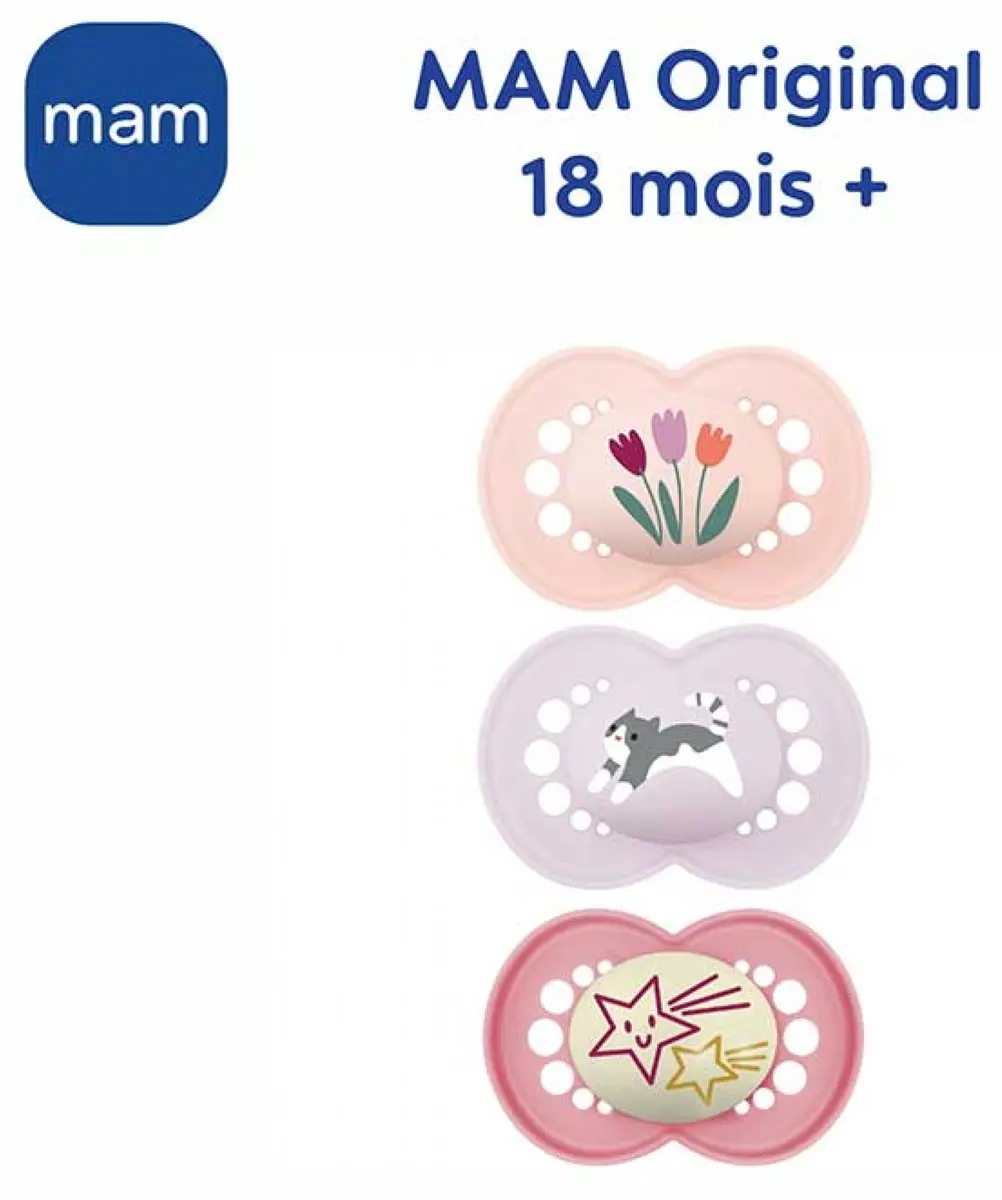 MAM Oorspronkelijke Dummy 18+ Maanden - 2 Stuks Roze/Mauve - afbeelding 6 van 6