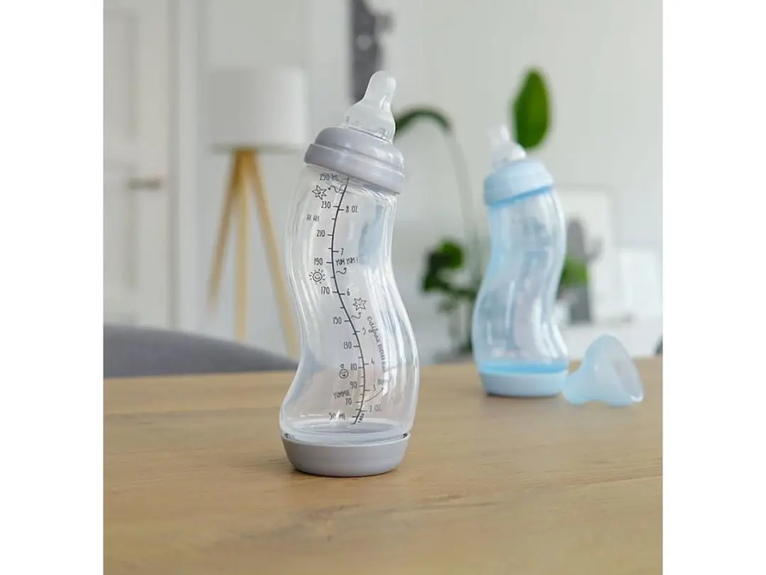 Difrax Babyfles Small 250ml - 2 Stuks - Blauw/Grijs