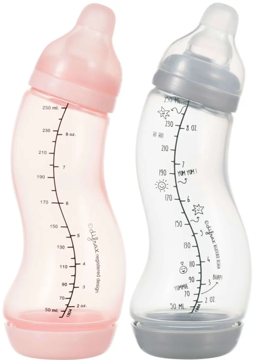 Difrax Babyfles Small 250ml - 2 Stuks - Blauw/Grijs