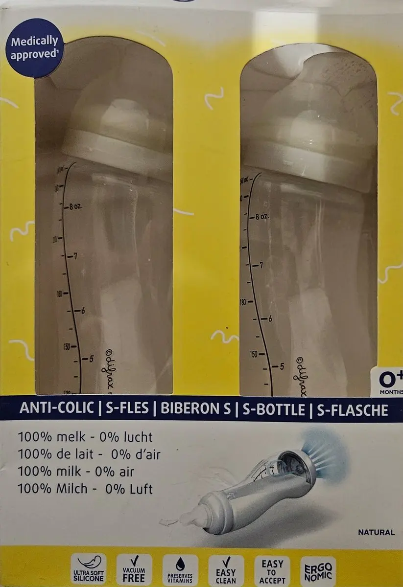 Difrax Babyfles Small 250ml - 2 Stuks - Blauw/Grijs